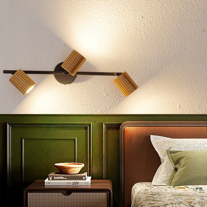 Brilagi - suunatav valgusti MODERN WOOD 3xGU10/8W/230V puit/must