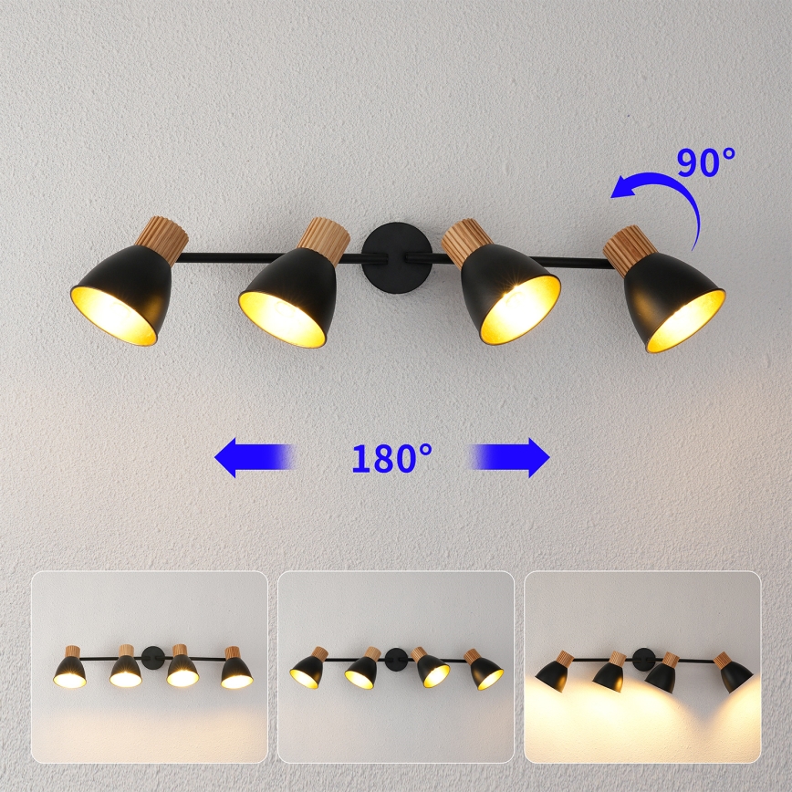 Brilagi - Suunatav valgusti ODENSE 4xE14/10W/230V kummipuit/must