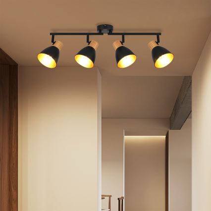 Brilagi - Suunatav valgusti ODENSE 4xE14/10W/230V kummipuit/must