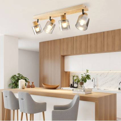 Brilagi - suunav laevalgusti HYGGE 4xE14/15W/230V kummipuu/suitsune