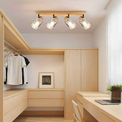 Brilagi - suunav laevalgusti HYGGE 4xE14/15W/230V kummipuu/suitsune