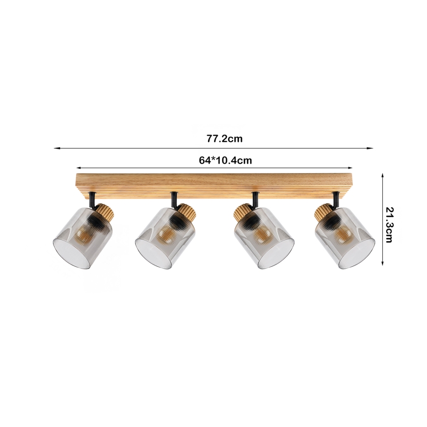 Brilagi - suunav laevalgusti HYGGE 4xE14/15W/230V kummipuu/suitsune
