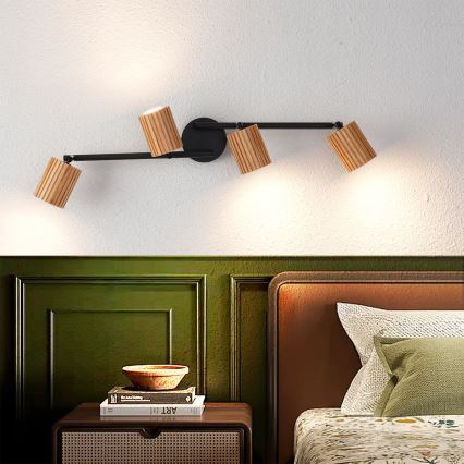 Brilagi - Suunav laevalgusti MODERN WOOD 4xGU10/8W/230V puit/must