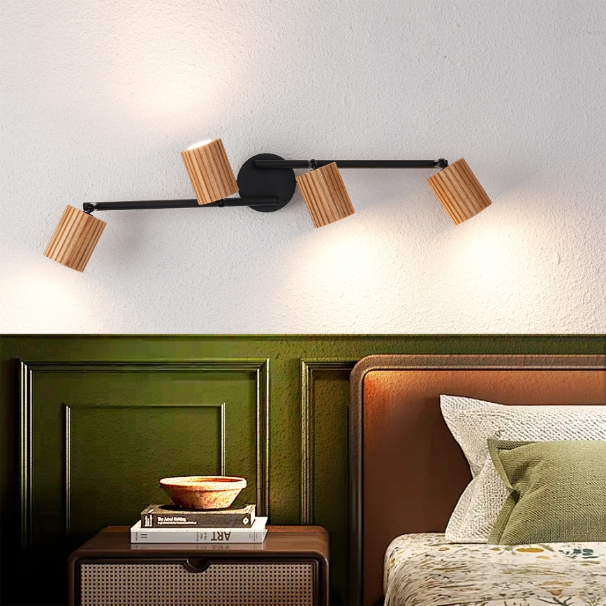 Brilagi - Suunav laevalgusti MODERN WOOD 4xGU10/8W/230V puit/must