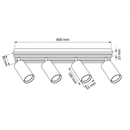 Brilagi - suunav laevalgusti SELE WOOD 4xGU10/30W/230V valge/puit