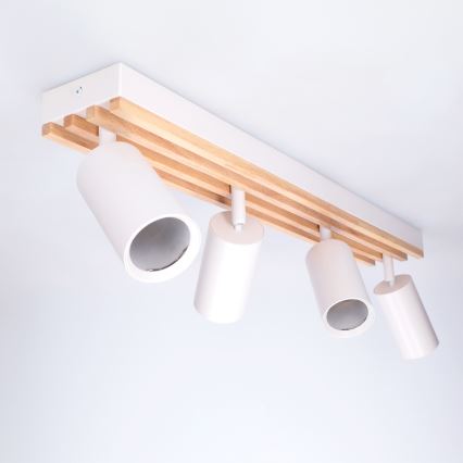 Brilagi - suunav laevalgusti SELE WOOD ACOUSTIC 4xGU10/30W/230V valge/puit