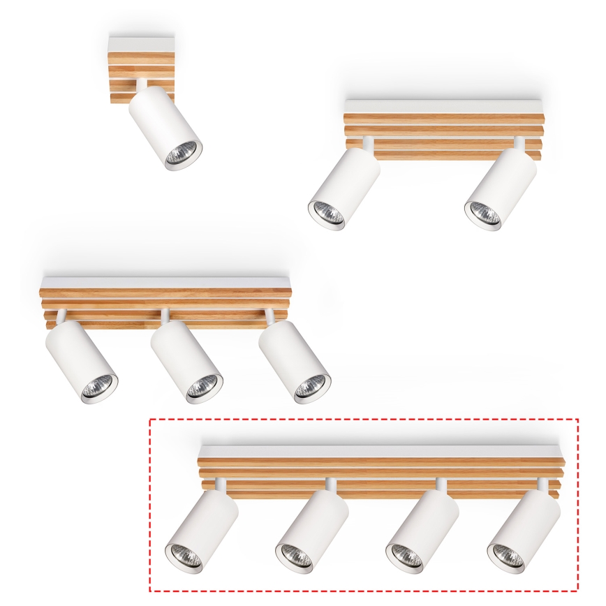 Brilagi - suunav laevalgusti SELE WOOD ACOUSTIC 4xGU10/30W/230V valge/puit