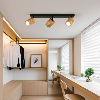 Brilagi - Suunav valgusti MODERN WOOD 3xGU10/8W/230V kautšukipuu/must