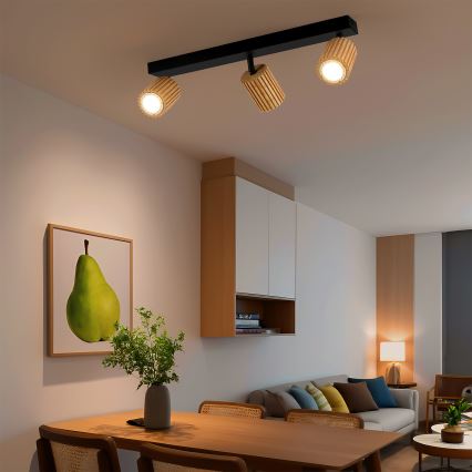 Brilagi - Suunav valgusti MODERN WOOD 3xGU10/8W/230V kautšukipuu/must