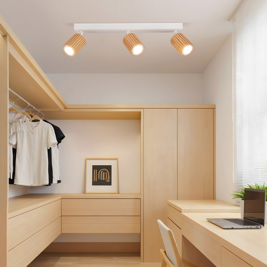 Brilagi - suunav valgusti MODERN WOOD 3xGU10/8W/230V puit/valge