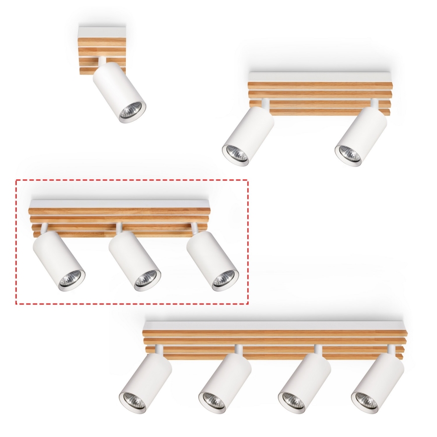 Brilagi - suunav valgusti SELE WOOD 3xGU10/30W/230V valge/puit