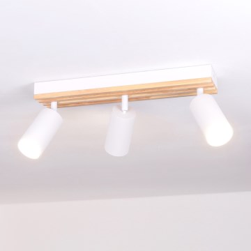 Brilagi - suunav valgusti SELE WOOD ACOUSTIC 3xGU10/30W/230V valge/puit