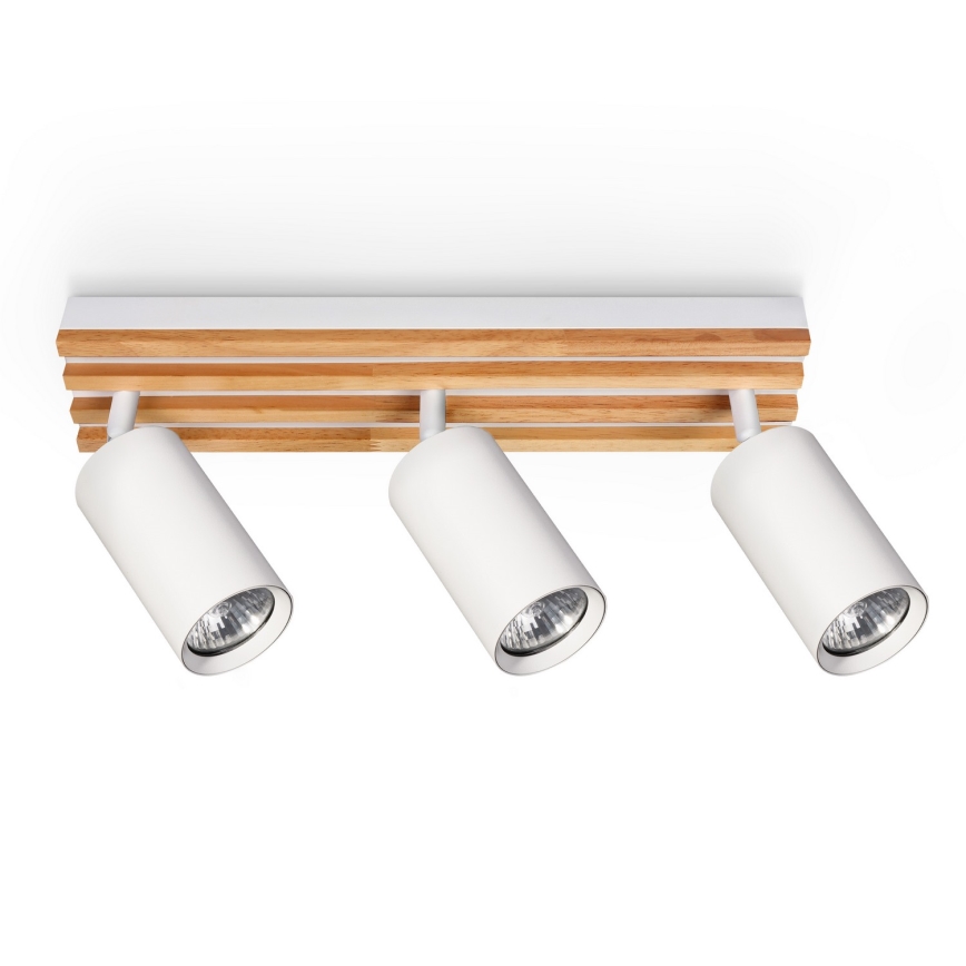 Brilagi - suunav valgusti SELE WOOD ACOUSTIC 3xGU10/30W/230V valge/puit