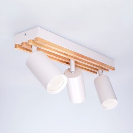 Brilagi - suunav valgusti SELE WOOD ACOUSTIC 3xGU10/30W/230V valge/puit