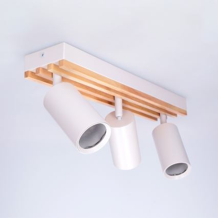 Brilagi - suunav valgusti SELE WOOD ACOUSTIC 3xGU10/30W/230V valge/puit