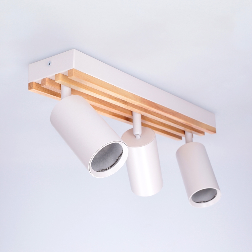 Brilagi - suunav valgusti SELE WOOD ACOUSTIC 3xGU10/30W/230V valge/puit