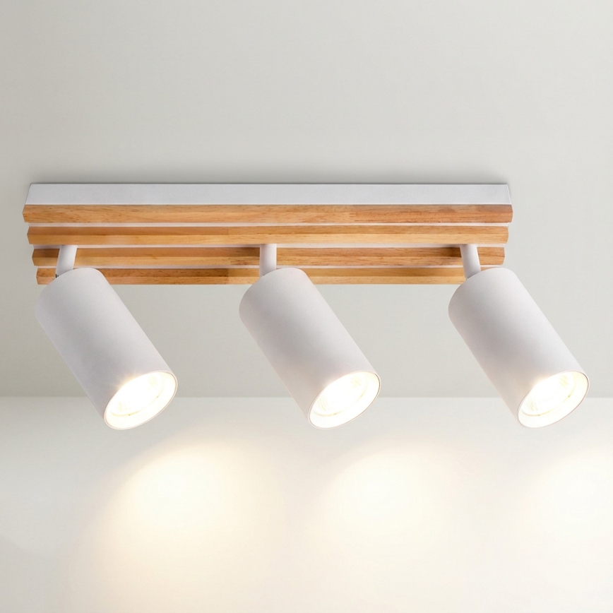 Brilagi - suunav valgusti SELE WOOD ACOUSTIC 3xGU10/30W/230V valge/puit