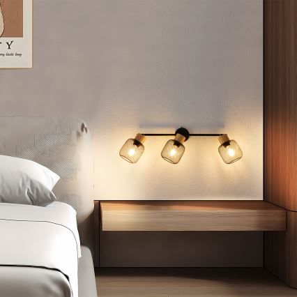 Brilagi - Suunavalgusti BASKLITE 3xE27/15W/230V puit/must