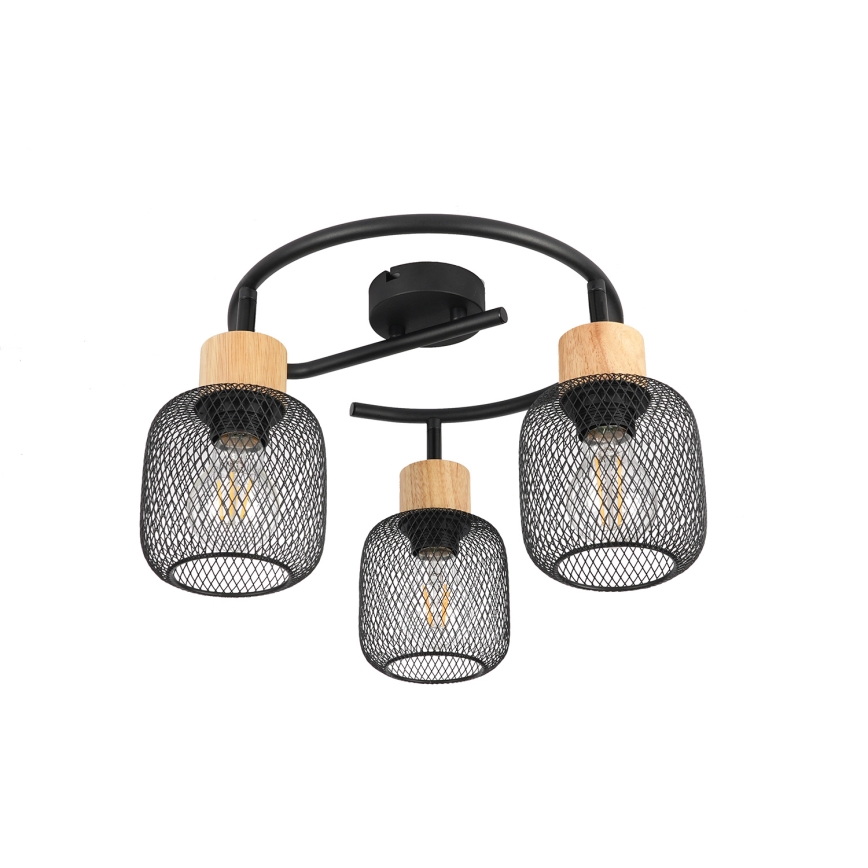 Brilagi - Suunavalgusti BASKLITE 3xE27/15W/230V puit/must