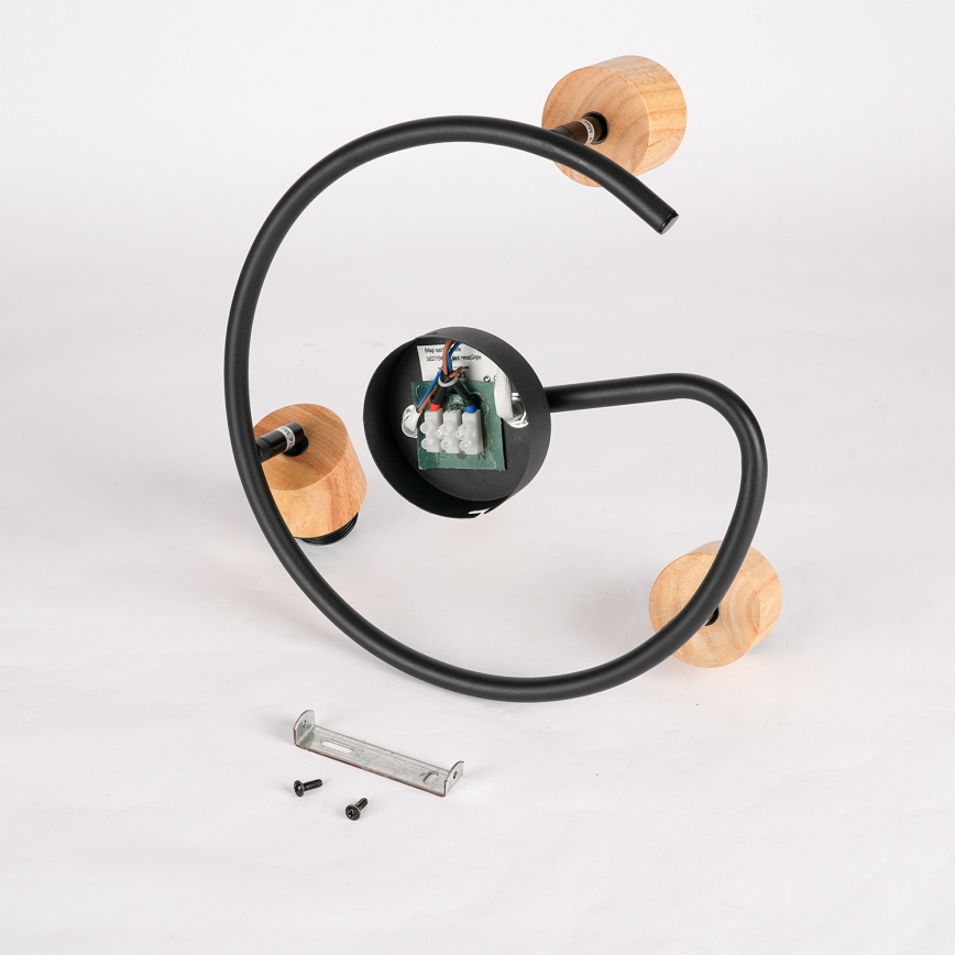 Brilagi - Suunavalgusti BASKLITE 3xE27/15W/230V puit/must