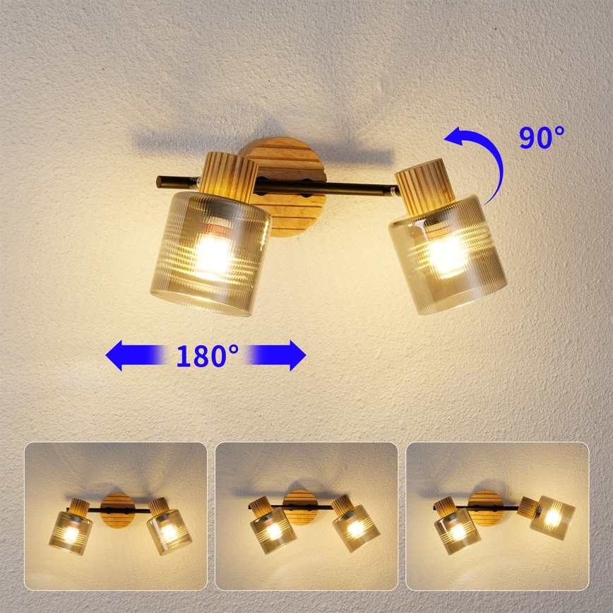 Brilagi - suunavalgusti HYGGE 2xE14/15W/230V kummipuit/suitsuhall
