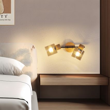 Brilagi - suunavalgusti HYGGE 2xE14/15W/230V kummipuit/suitsuhall