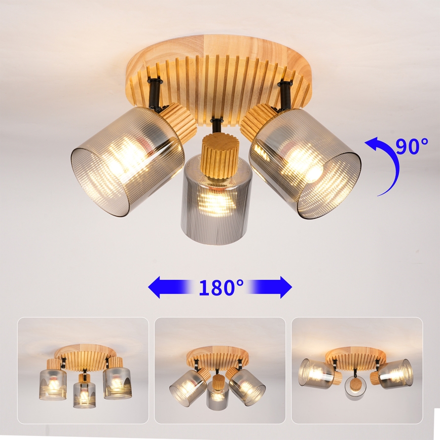 Brilagi - Suunavalgusti HYGGE 3xE14/15W/230V puit/suitsune
