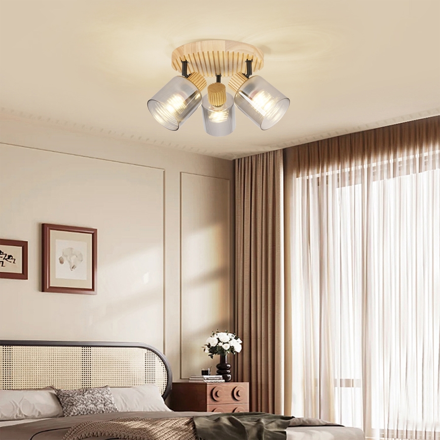 Brilagi - Suunavalgusti HYGGE 3xE14/15W/230V puit/suitsune