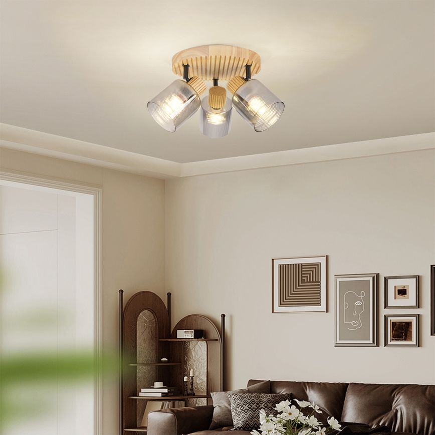 Brilagi - Suunavalgusti HYGGE 3xE14/15W/230V puit/suitsune