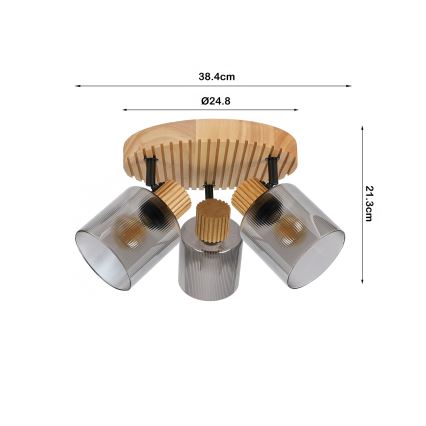 Brilagi - Suunavalgusti HYGGE 3xE14/15W/230V puit/suitsune