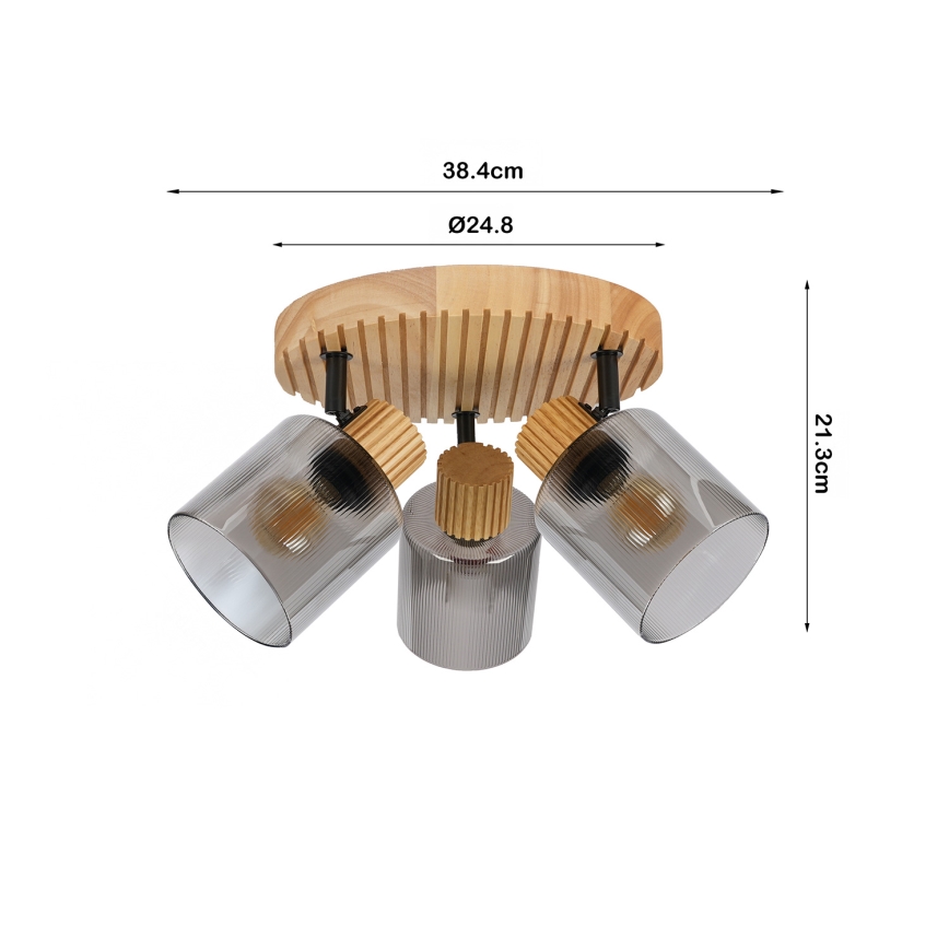 Brilagi - Suunavalgusti HYGGE 3xE14/15W/230V puit/suitsune
