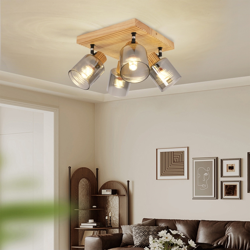 Brilagi - Suunavalgusti HYGGE 4xE14/15W/230V kummipuit/suitsune