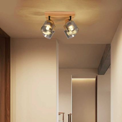 Brilagi - Suunavalgusti HYGGE 4xE14/15W/230V kummipuit/suitsune