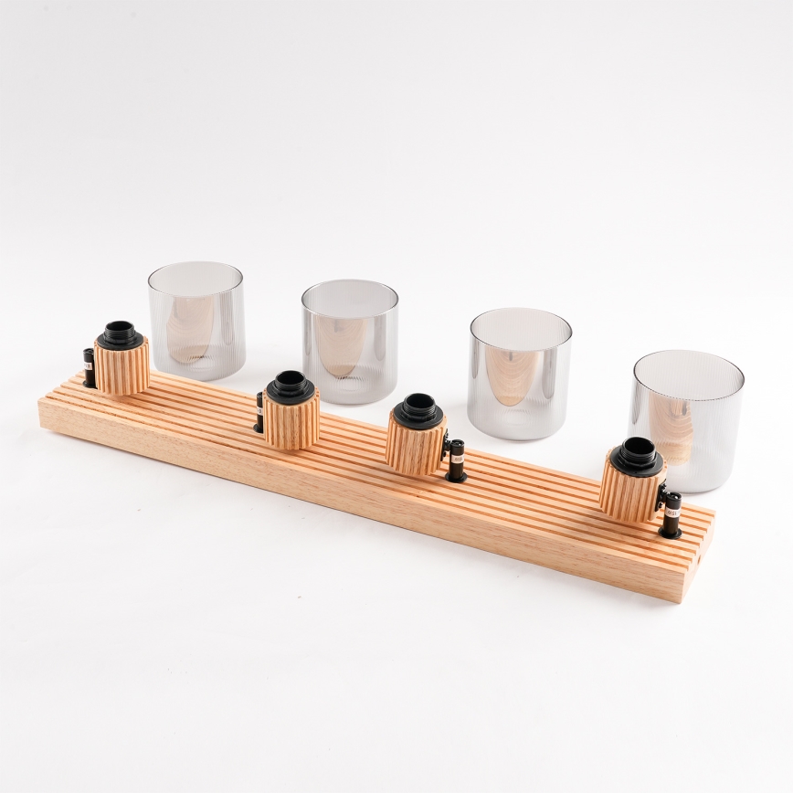 Brilagi - Suunavalgusti HYGGE 4xE14/15W/230V puidust/suitsune