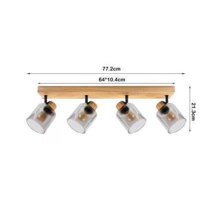 Brilagi - Suunavalgusti HYGGE 4xE14/15W/230V puidust/suitsune