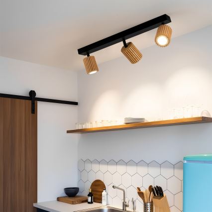 Brilagi - suunavalgusti MODERN WOOD 3xGU10/8W/230V puit/must