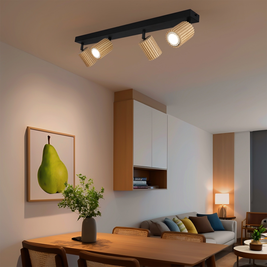 Brilagi - Suunavalgusti MODERN WOOD 4xGU10/8W/230V kummipuit/must