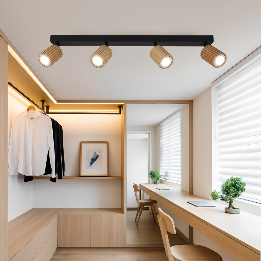 Brilagi - Suunavalgusti MODERN WOOD 4xGU10/8W/230V kummipuit/must