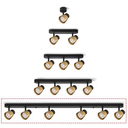 Brilagi - suunavalgusti NUGGET 6xGU10/30W/230V must/kuldne