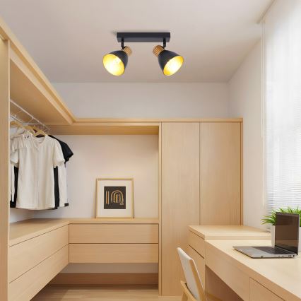 Brilagi - suunavalgusti ODENSE 2xE14/10W/230V kummipuu/must