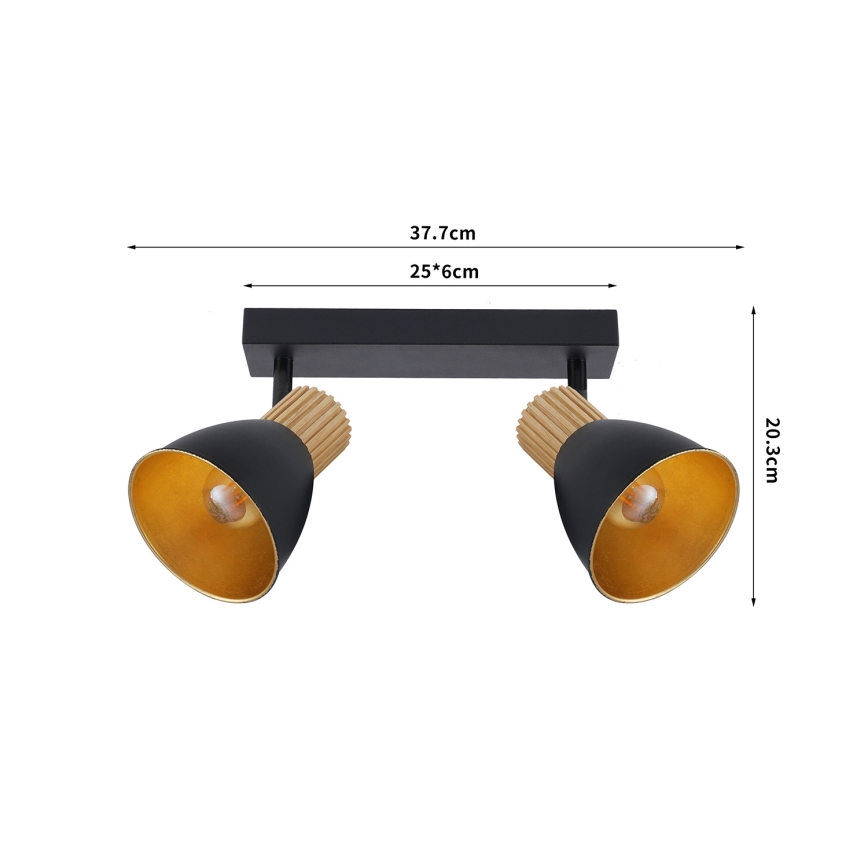 Brilagi - suunavalgusti ODENSE 2xE14/10W/230V kummipuu/must