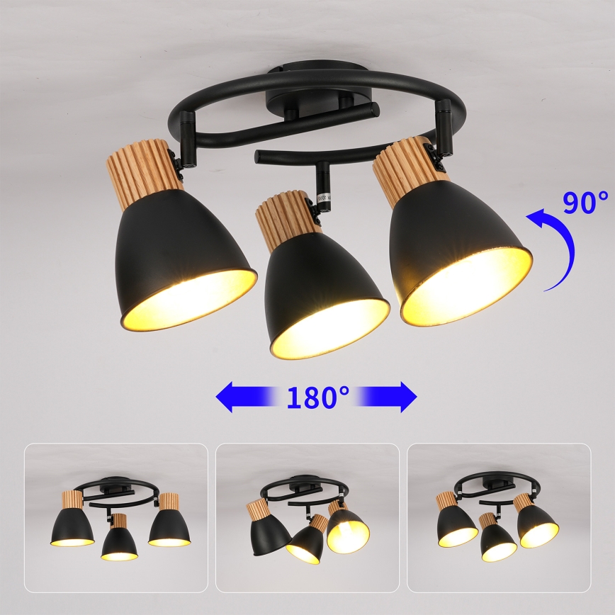 Brilagi - suunavalgusti ODENSE 3xE14/10W/230V kummipuit/must