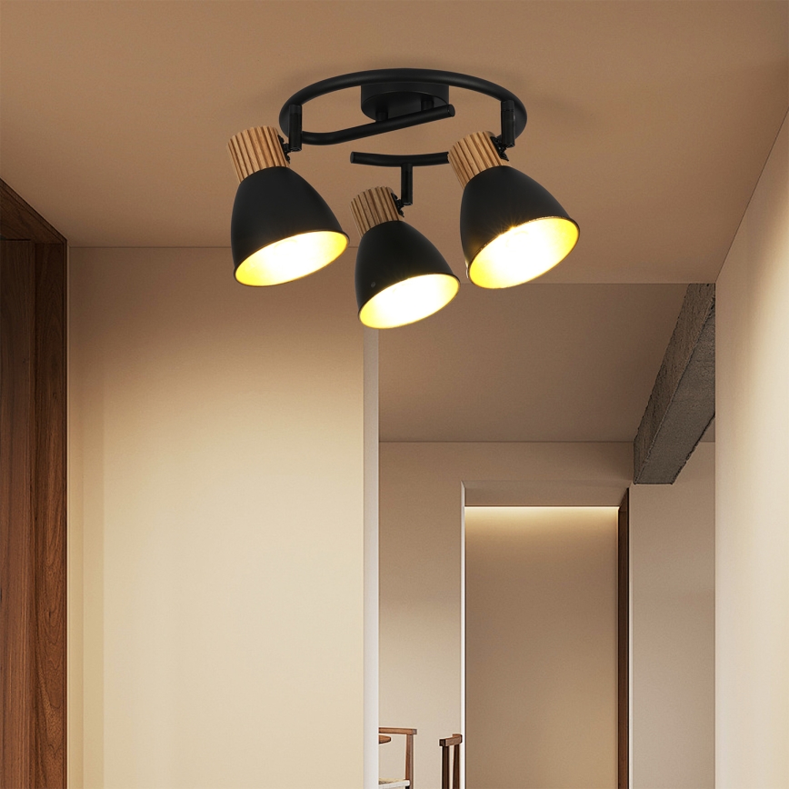 Brilagi - suunavalgusti ODENSE 3xE14/10W/230V kummipuit/must