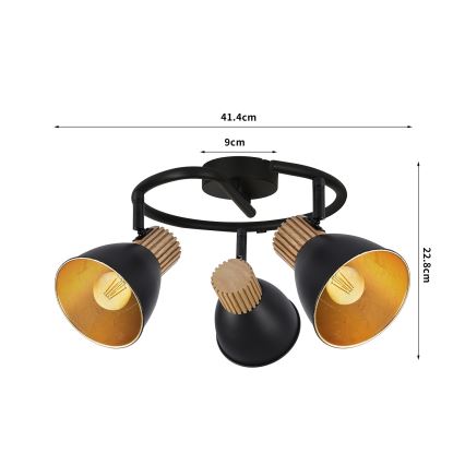 Brilagi - suunavalgusti ODENSE 3xE14/10W/230V kummipuit/must