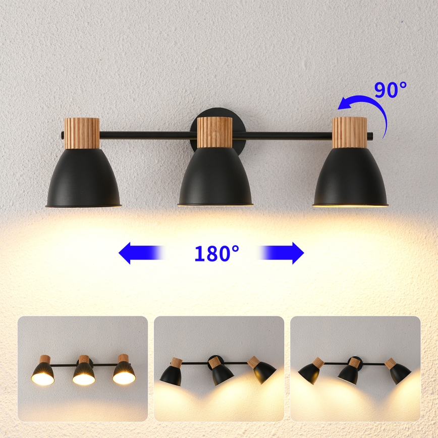 Brilagi - suunavalgusti ODENSE 3xE14/10W/230V kummipuu/must