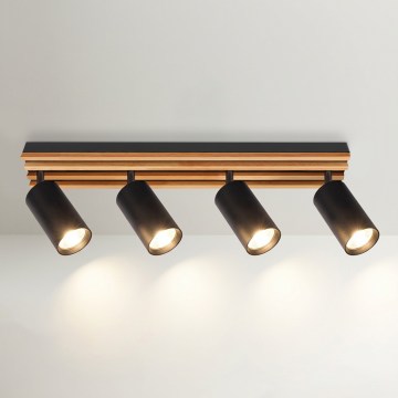 Brilagi - suunavalgusti SELE WOOD 4xGU10/30W/230V must/puit