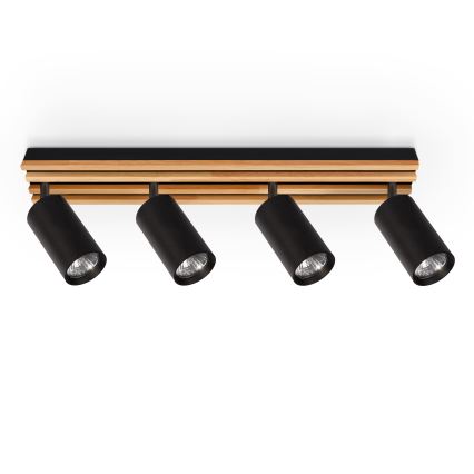 Brilagi - suunavalgusti SELE WOOD 4xGU10/30W/230V must/puit