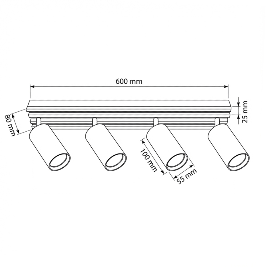 Brilagi - suunavalgusti SELE WOOD 4xGU10/30W/230V must/puit