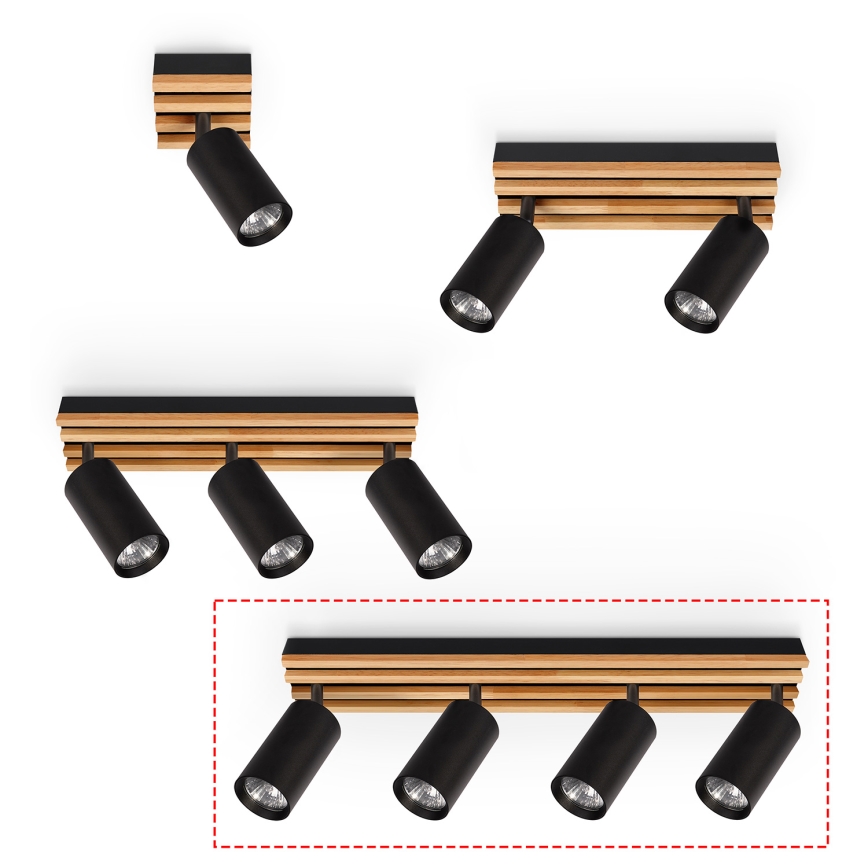 Brilagi - suunavalgusti SELE WOOD ACOUSTIC 4xGU10/30W/230V must/puit