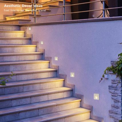 Brilagi - süvistatav LED-välisvalgusti STAIRDOT LED/2W/230V, valge, IP65, ruudukujuline